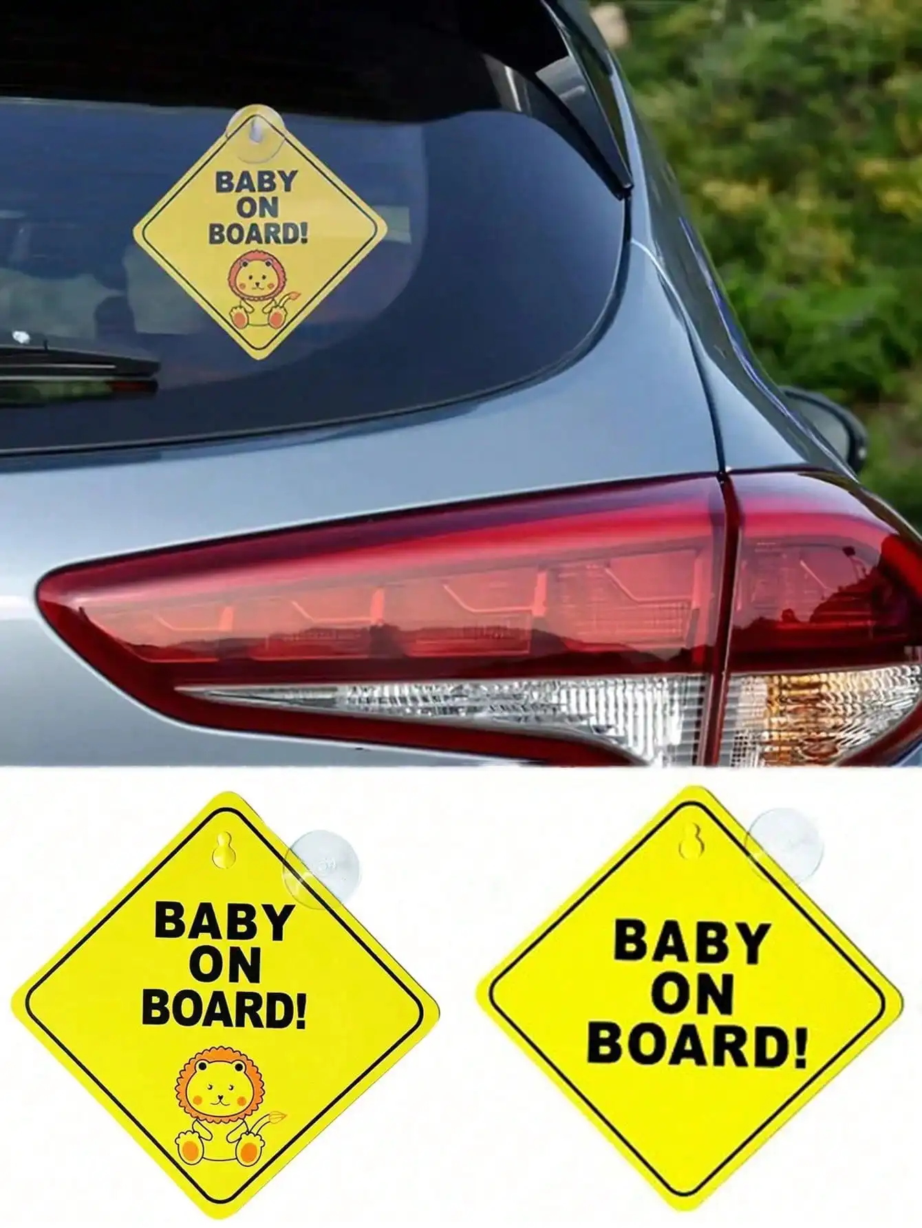1-Pack Car Infant Warning Sticker with Suction Cup Durable No Residue Left behind for Vehicle Safety