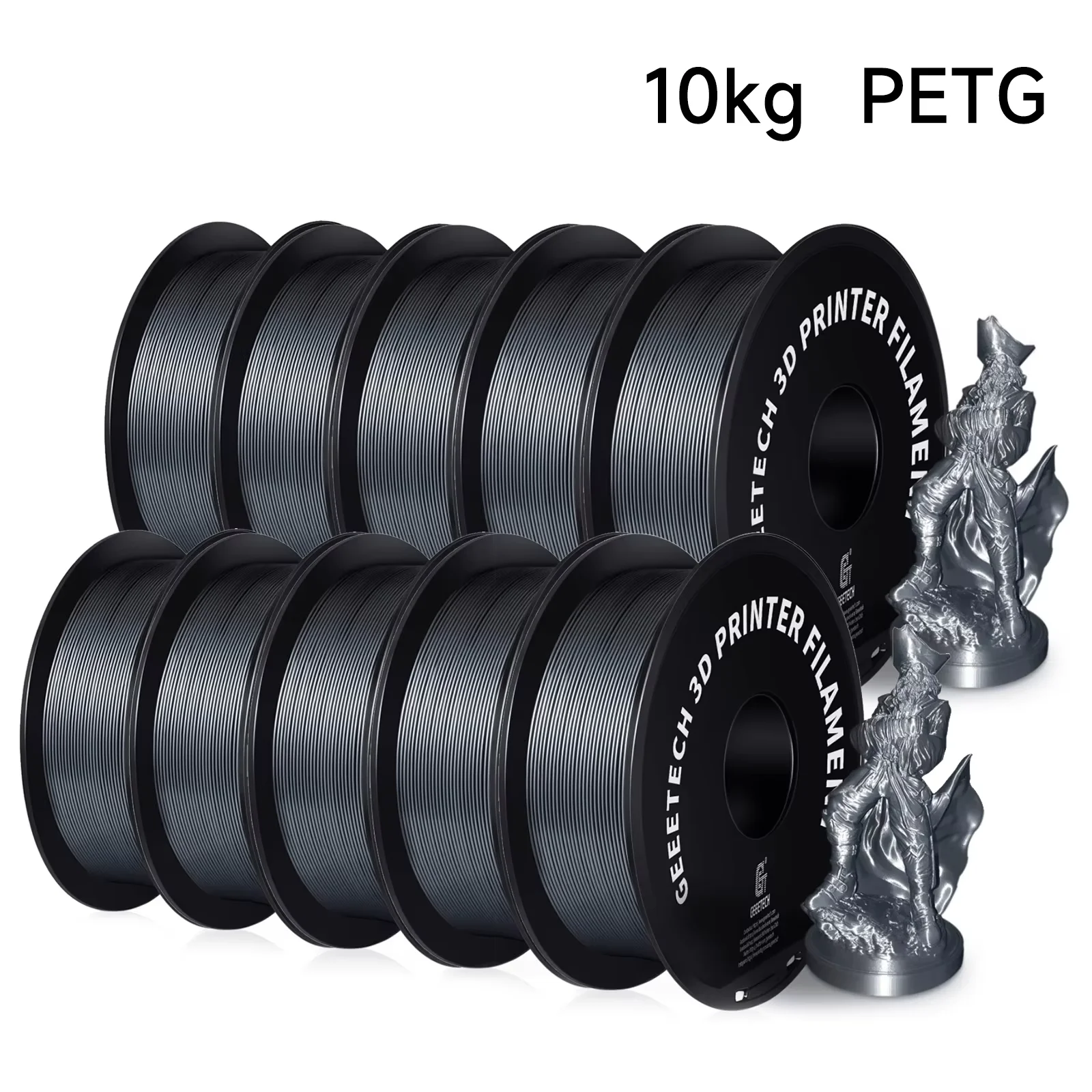 Geeetech PETG 10 Rollen Filament-3D-Druckdraht Vakuumverpackung 1 kg/Rolle 1,75 mm 100 % Filament für die meisten FDM-3D-Drucker