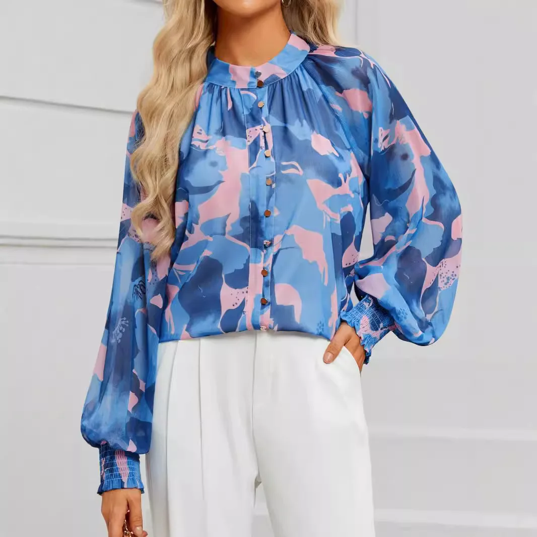 봄 신상 여성 루즈 셔츠 디자인 랜턴 슬리브 패션 버튼 가디건 탑 심플 다용도 블라우스