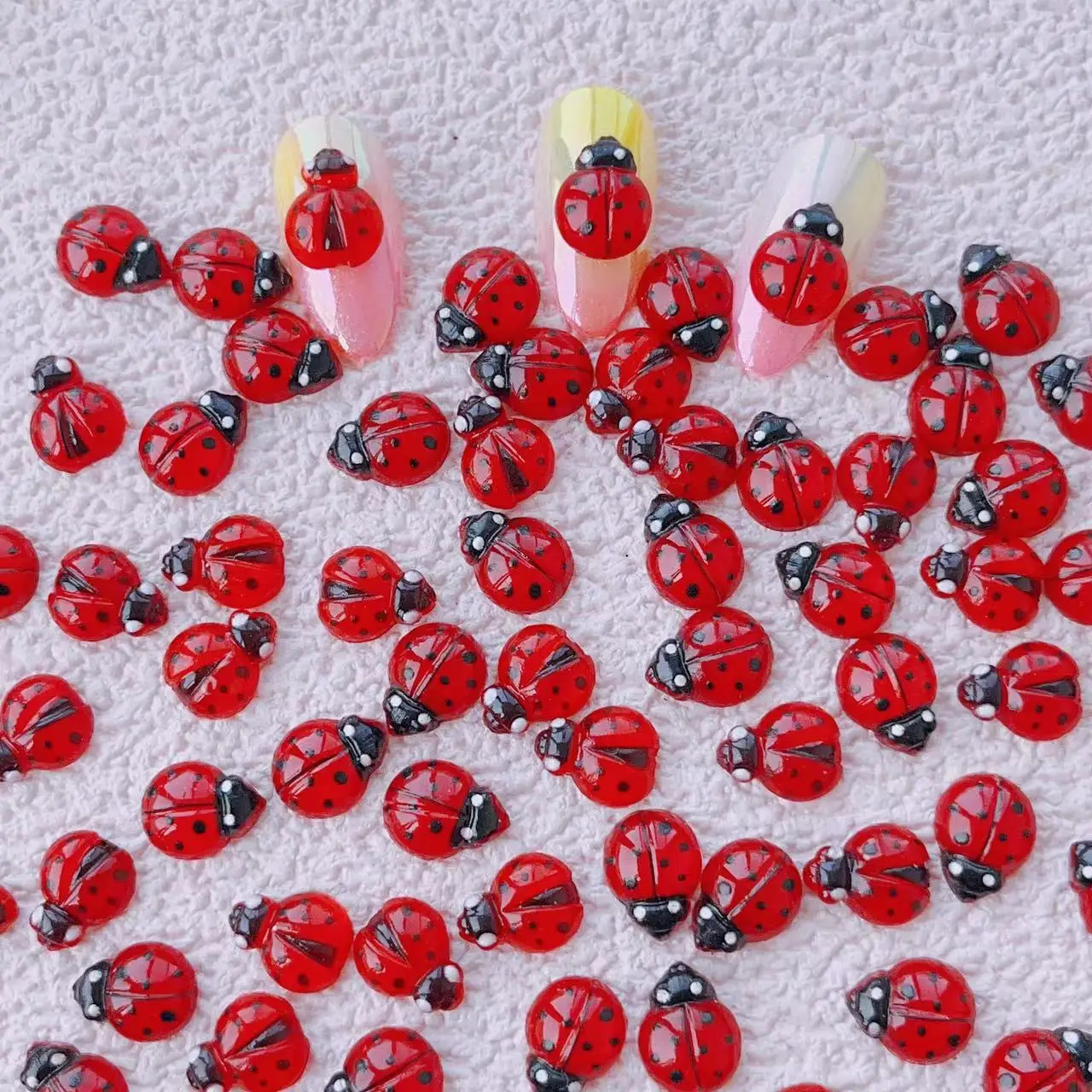 10pcs 3D Kawaii Insect Resin Nail Art Charms Fashion Colorful Coccinellidae Nail Decoration Rhinestones DIY Manicure Accessories