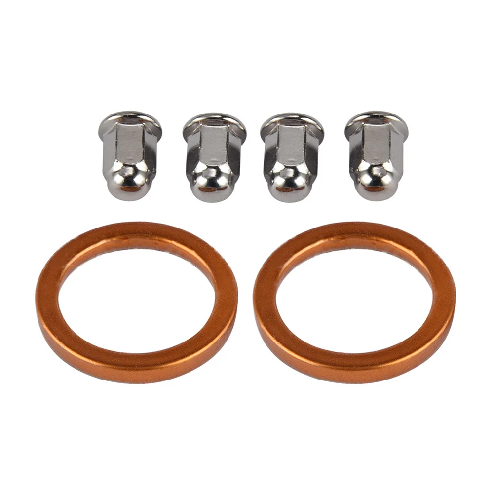 

1 Set Motorcycle Exhaust Gasket Nut Chrome Plated M6 Cap Nut Exhaust Pipe Washer Set