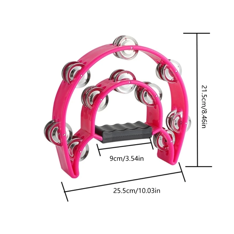 Musical Shaking Tambourine with Stainless Steel Rings and Sturdy ABS Small Tambourine Suitable for Parties Band Practice