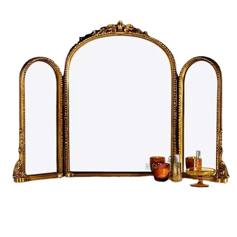 Metal Makeup Mirror Gold Frame Macrame Vintage Mirror Irregular Luxury Dressing Self Cut Dekoracyjne Lustra Home Decoration