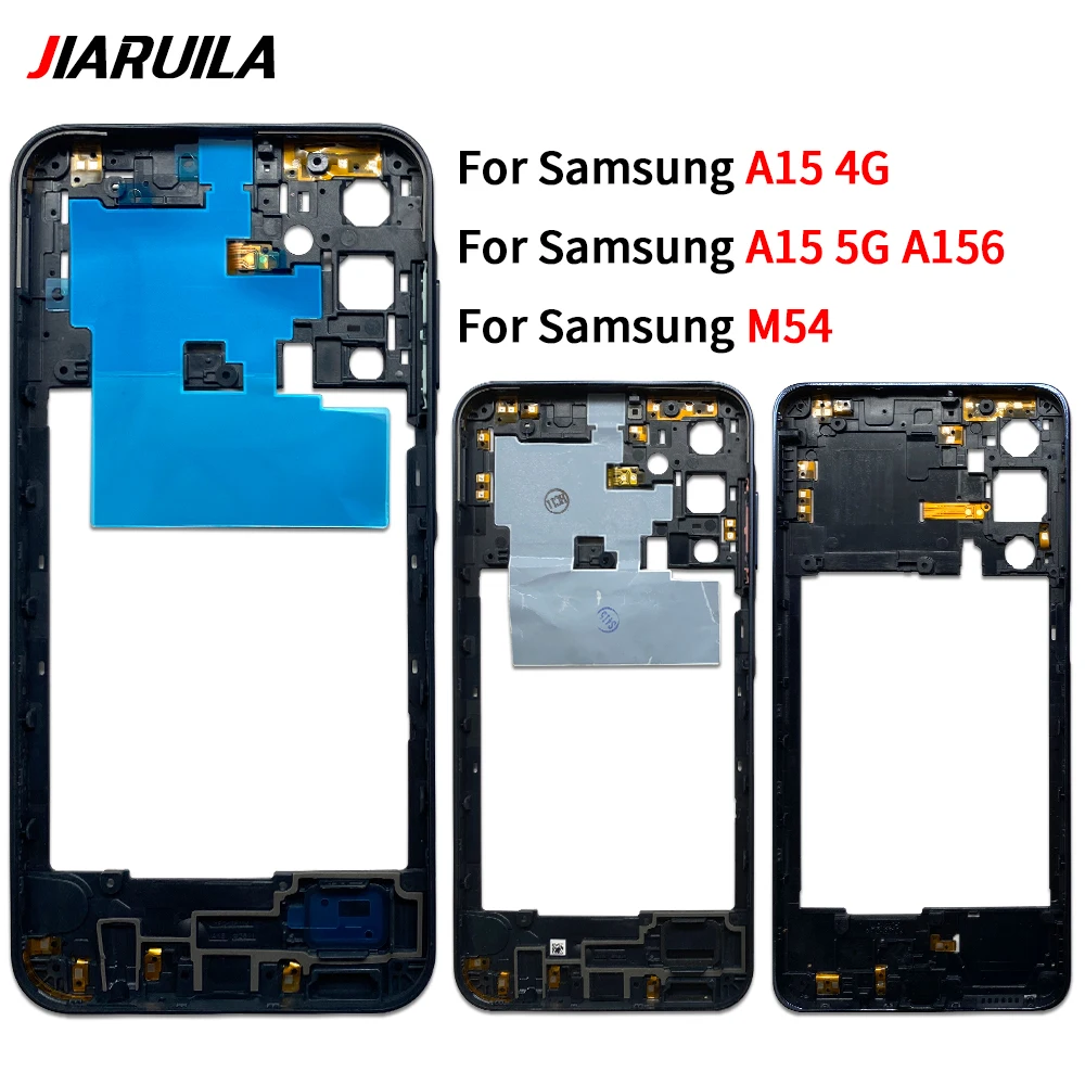 New For Samsung A15 4G A155F A15 5G A156F M54 Housing Middle Frame Bezel Parts Middle Frame With Volume Side Button