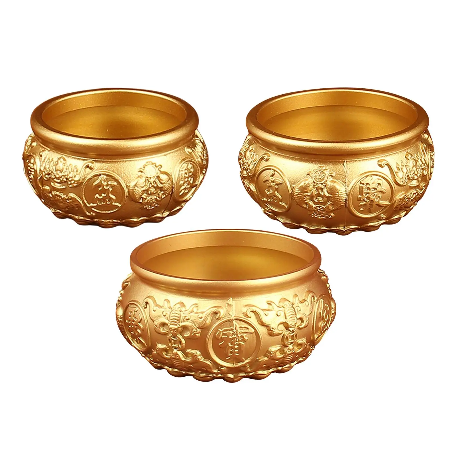 Treasure Bowl Feng Shui Decor Retro Decorative Wealth Money Bowl Treasure Basin for New Year Wedding Restaurants Desk Home Decor