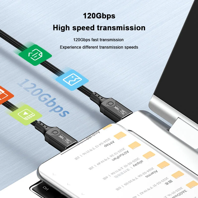 Elbow USB 5.0 Data Cable Thunderbolt 5 PD 240W 16K@60Hz Type C Fast Charging 120Gbps Data Transfer for MacBook Mac Pro Air SSD