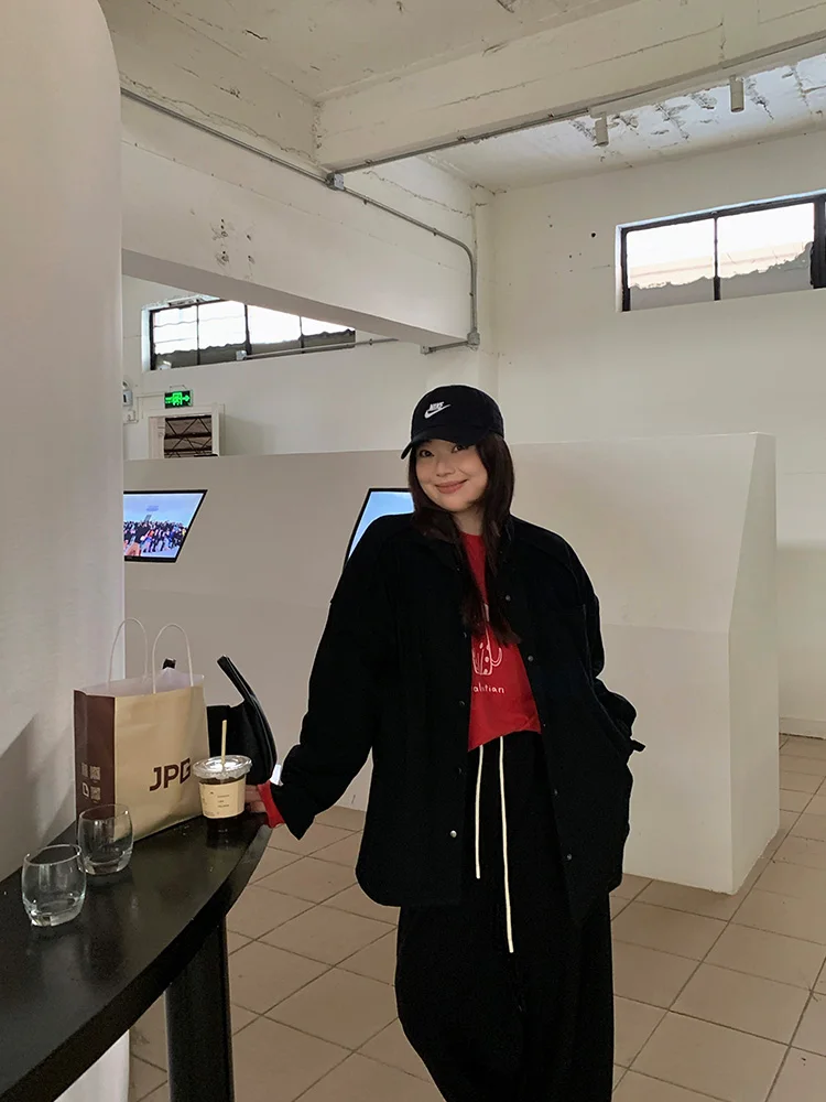 

Женская куртка Linda Xiaowei больших размеров, осенняя коллекция 2025, новая, свободного кроя, корейский стиль, укороченная, для полных женщин