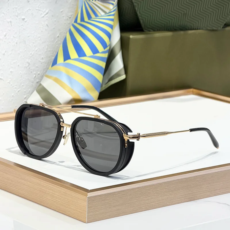 

Оригинальные солнцезащитные очки Street Fashion Black Gold Pilot для мужчин, классические роскошные очки с двойной перемычкой из сплава, солнцезащитные очки для мужчин с защитой от ультрафиолета UV4