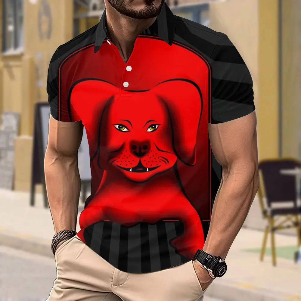 New Design Animal 3d Print Polo Shirt Polyester Fiber Slightly Elastic Loose Short-sleeved Top Outdoor Sports Men's Polo Shirt