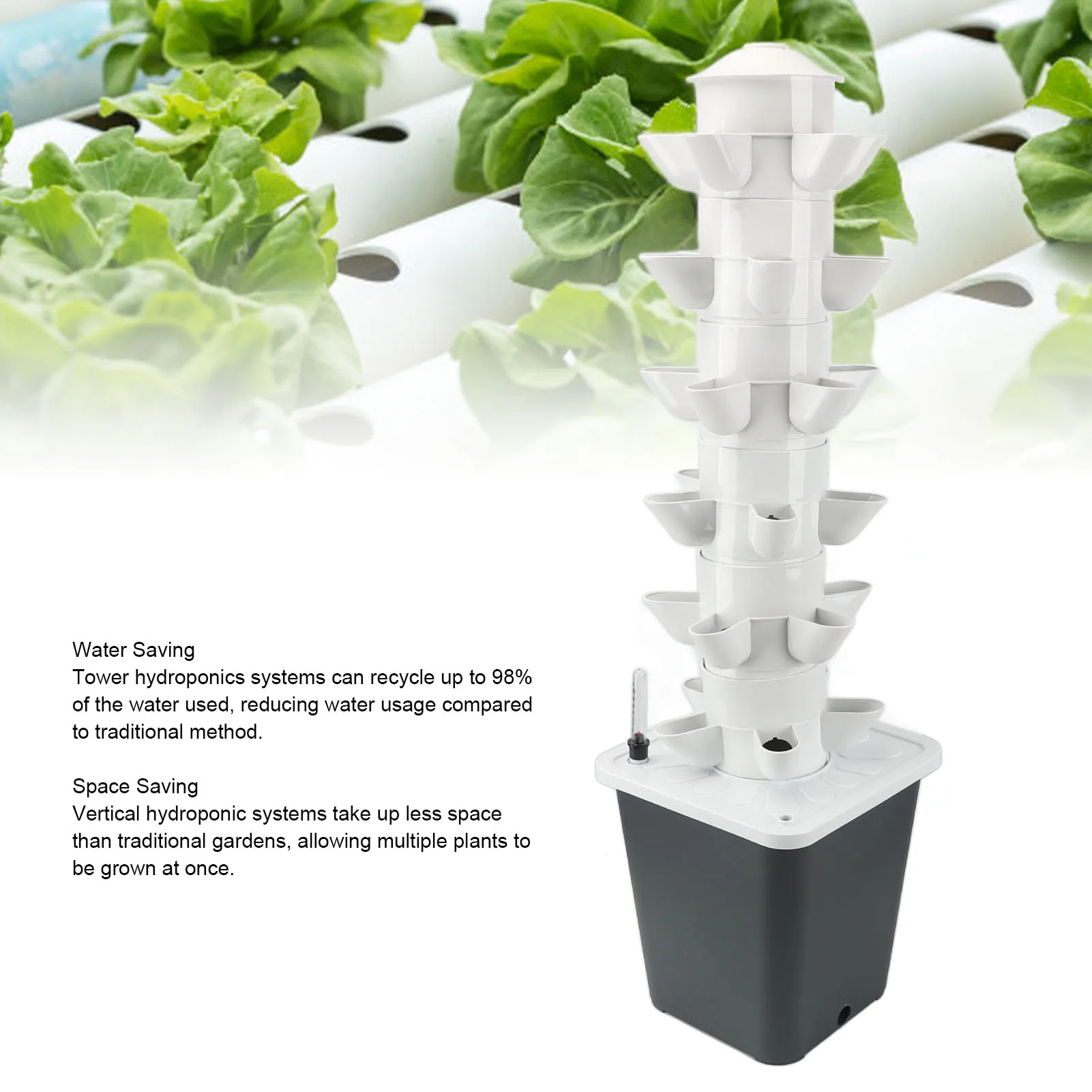 

Hydroponics Tower Hydroponics Tower White 30 Hole Vertical Hydroponic Planting System with 20L for Vegetable