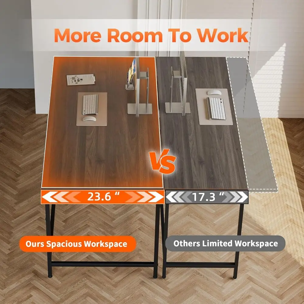 Mesa para jogos compacta 48 com prateleira, acabamento em nogueira, ideal para escritórios domésticos e espaços de estudo