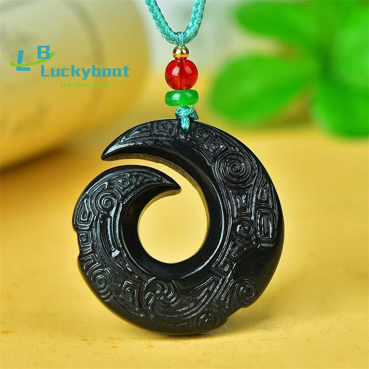 Natural Black Gold Silk Jade Timely Running Pendant Simple and Personalized Fashion Versatile for Men and Women