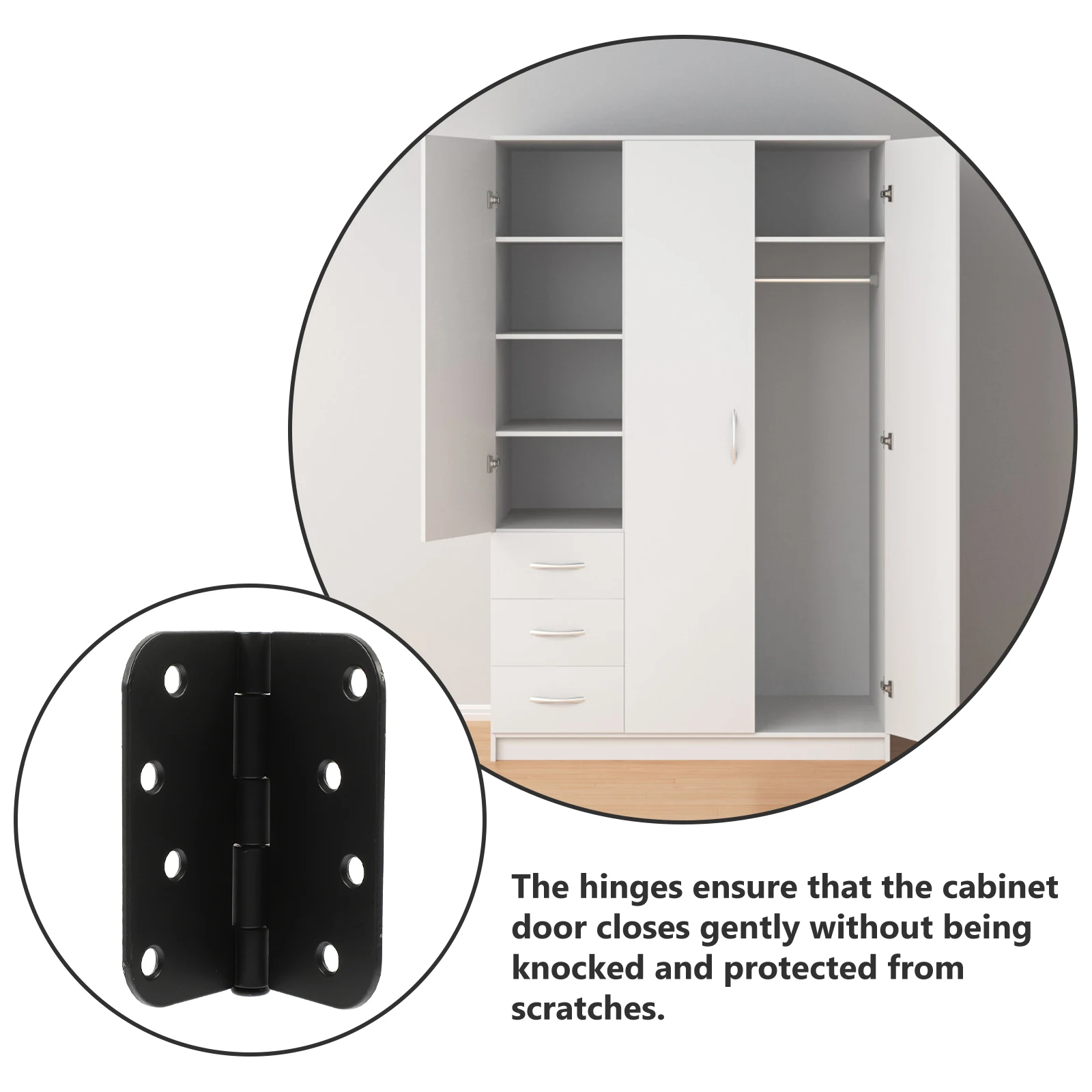 

3 Pcs Metal Hinges for Kitchen Cabinet Door Wardrobe Bathroom Durable Smooth Edge Without Burrs Suitable Most Doors