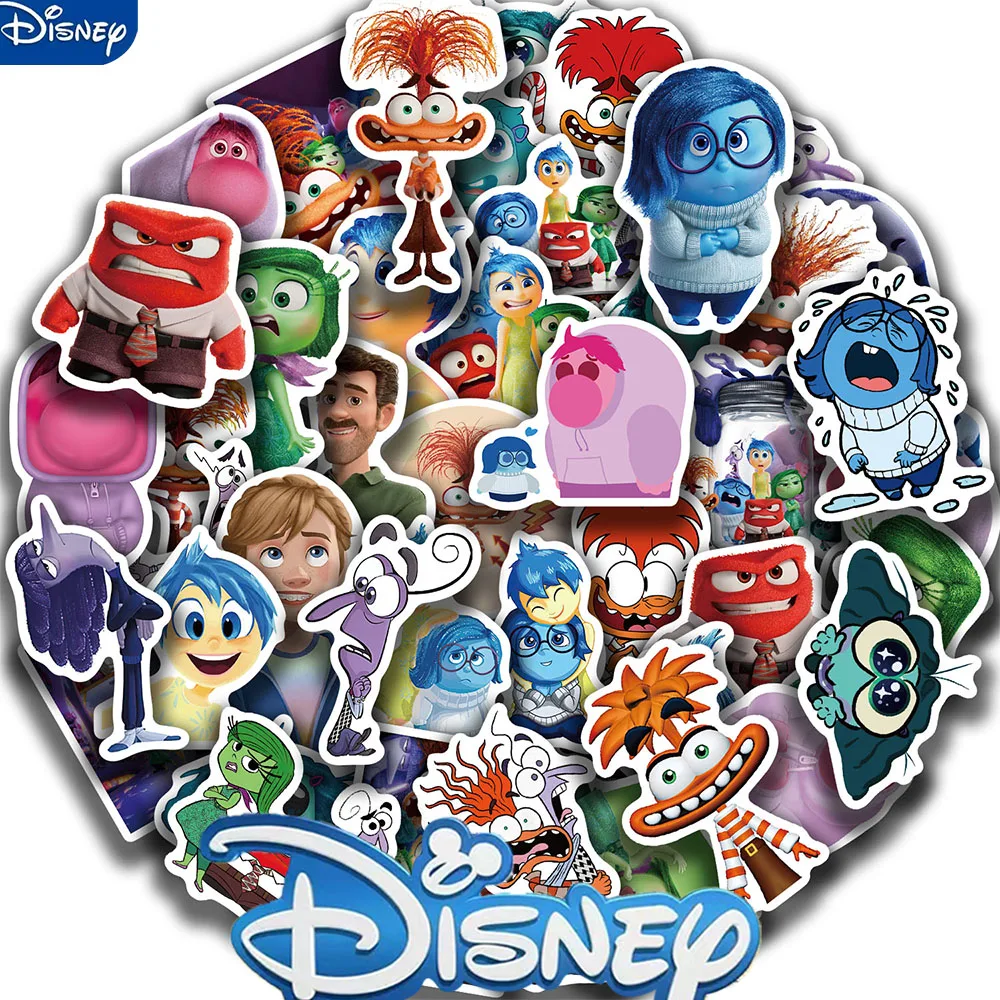 50pcs Disney Movie INSIDE OUT Stickers Kid Cartoon Sticker Waterproof Scrapbooking Laptop Skateboard Bike Funny Decal Toys