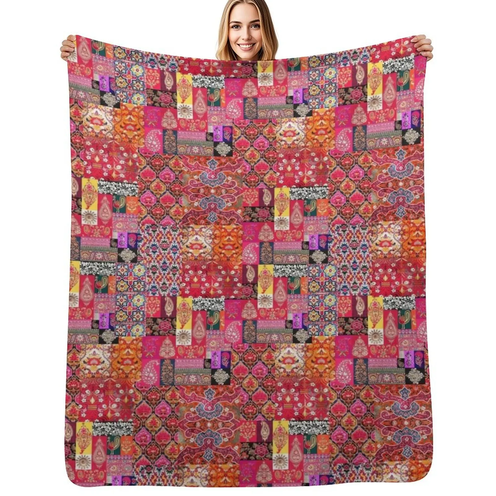 

Heritage Oriental Traditional Moroccan Handmade Style Boho Color Palette Throw Blanket For Sofa Thin Extra Large Throw Blankets
