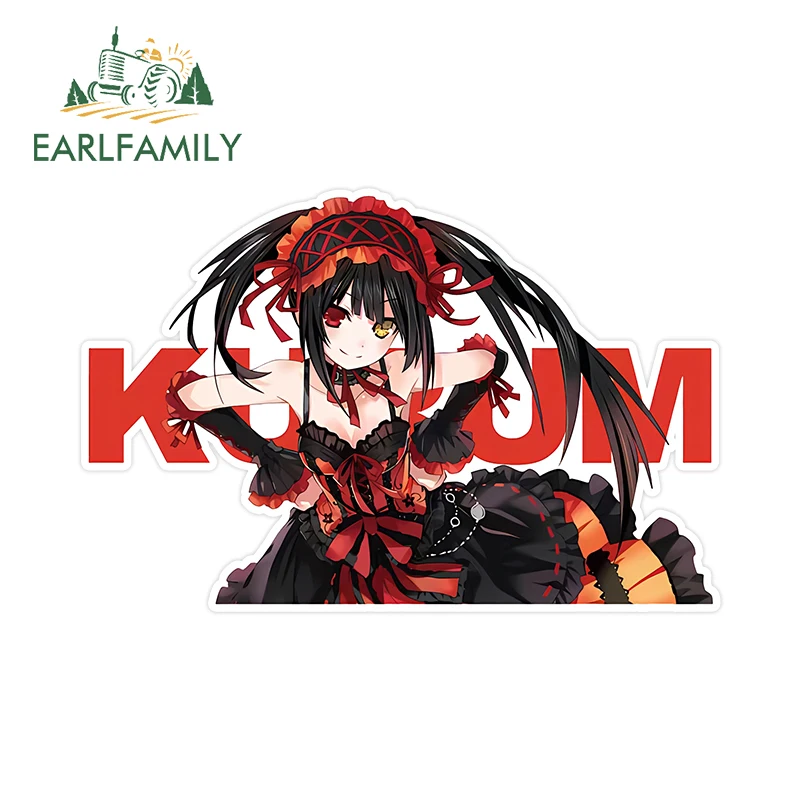 EARLFAMILY 13cm × 8.6cm Kurumi Adorable Car Stickers Dreamy Anime Refrigerator Decoration Nice Car Accessories Occlusion Scratch