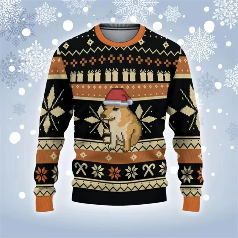 Funny Animal Shiba Inu Graphic Ugly Christmas Sweater Fashion Pet Cat Dog Sweatshirts for Women Clothes Xmas Boy Gift Pullovers