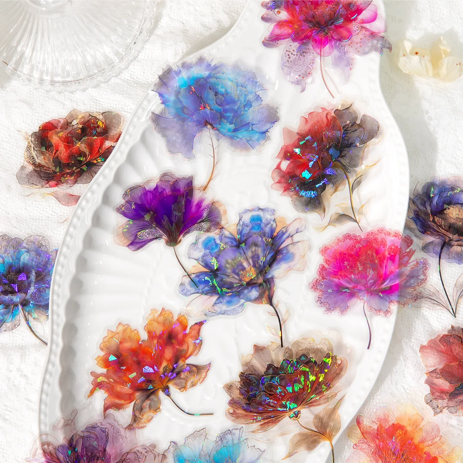 1Pack/2pack Botanical Theme PET Decorative Stickers Flower Dream Series 6 Designs Scrapbook Collage Materials Optional Set