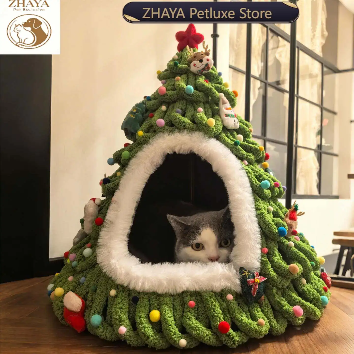 ZHAYA Cat Bed Dog Bed Warm Soft Cup Shape Pet Bed Cozy Cat Cave for Indoor Winter Small Pets Cute Design Home Use Gift Fluffy