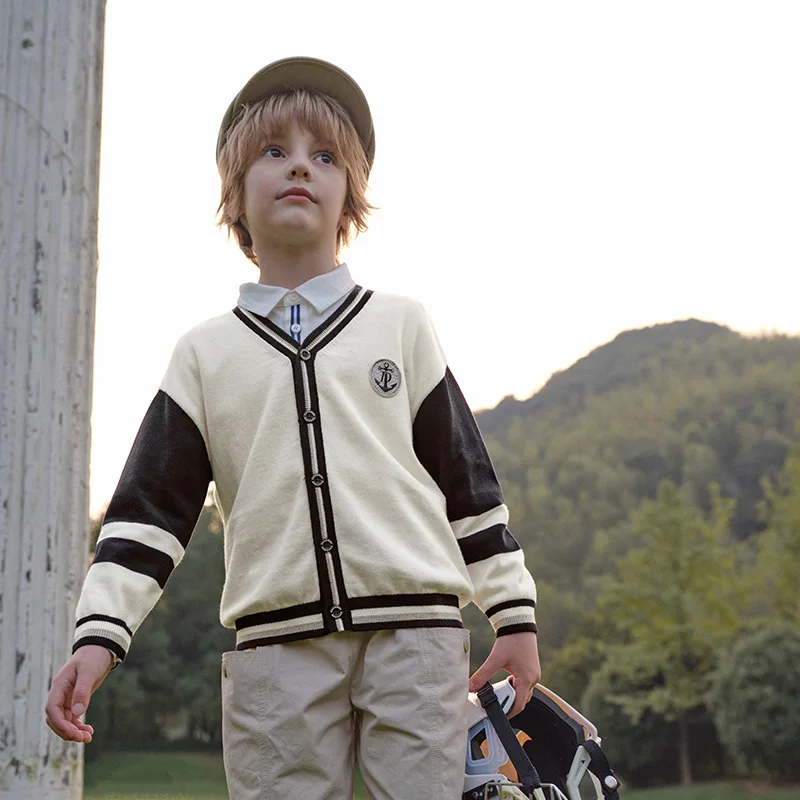 ديف بيلا الأطفال سترة سترة الخريف الشتاء طويلة الأكمام الفتيان محبوك سترة قطنية عالية الجودة موضة ملابس خارجية الاطفال الملابس DK1250349 #2