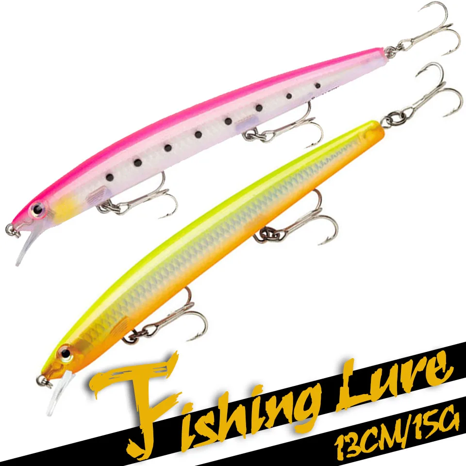 GOBYGO 13CM/15G Popular Minnow Fishing Lure Floating Hard Wobbler Crankbait 3D Fisheyes Artificial Bait Trout Pike Carp Fishing