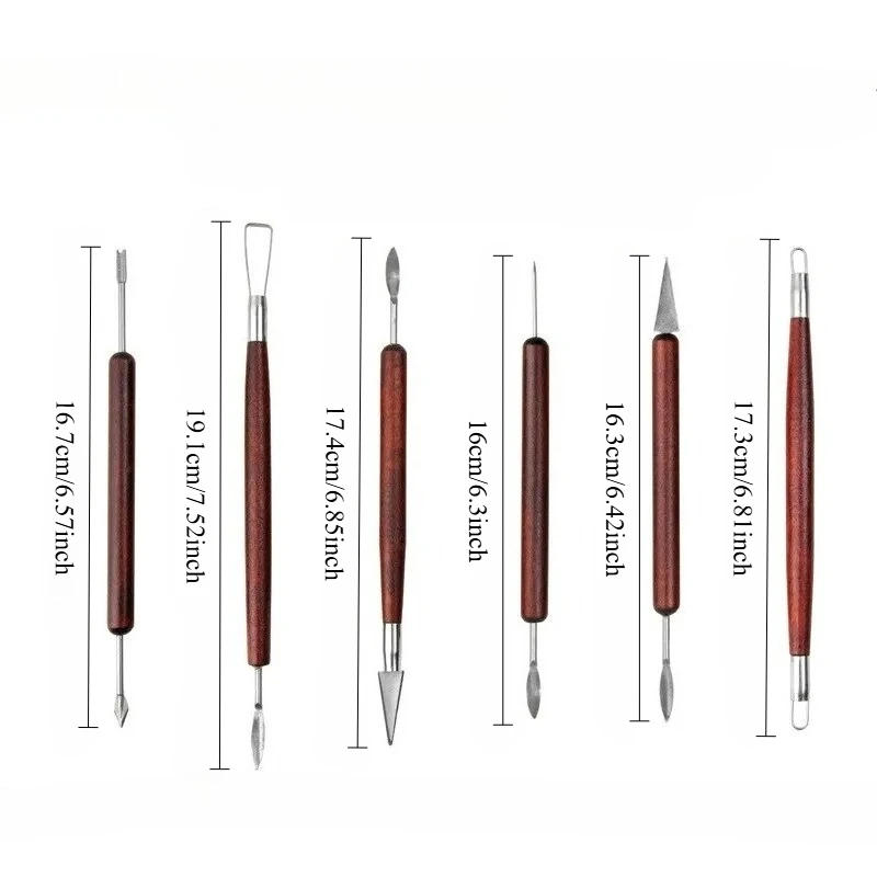 6Pcs Pottery Tools Wooden Stainless Steel Double-Ended Wire Knife For Clay Repair, Clay Sculpture Carving Tool Set Pottery Tools