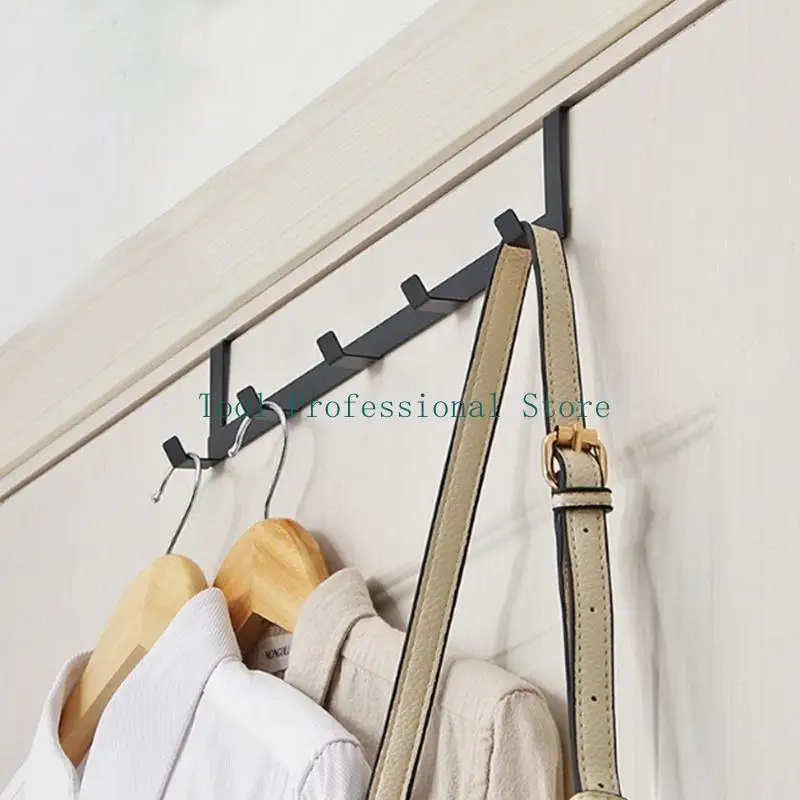 57QF Appendiabiti sopra i ganci della porta Ganci per riporre con 5 ganci Punzone antiruggine-fr