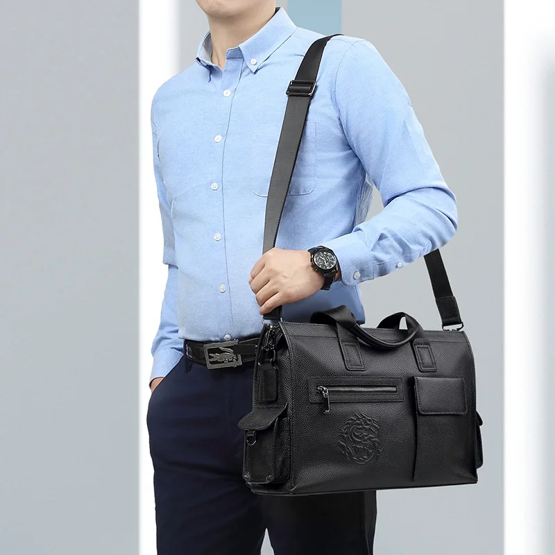 حقيبة ساعي أصلية من الجلد للرجال حقائب ذات سعة كبيرة للرجال حقيبة كمبيوتر محمول عصرية بطبقة علوية من جلد البقر حقيبة كروس