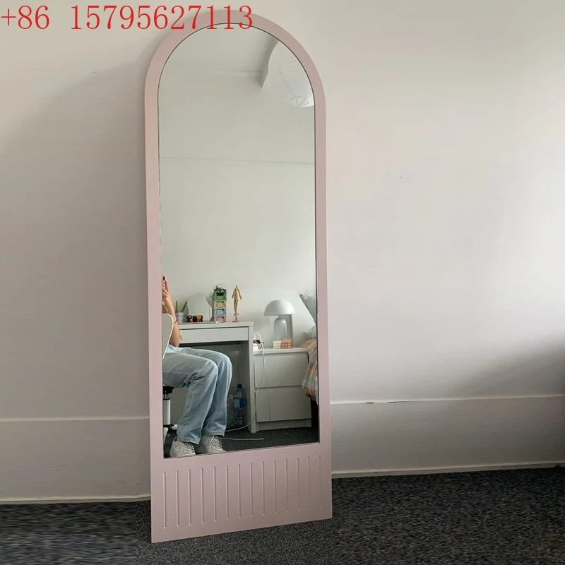 French Style High-Value Full-Length Mirror Floor Mirror Home Use Arched High-End Wall-Mounted Living Room Dressing Mirror