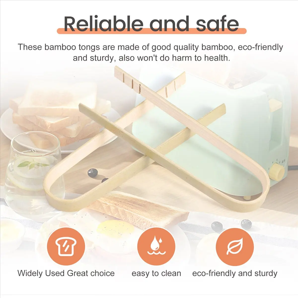 lillili 50Pcs Tongs Disposable Cooking Utensils Mini Bamboo Tongs Natural Toast Tongs for Cooking