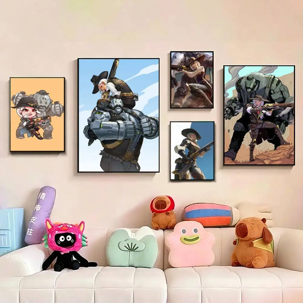 Ashe Bob O-Overwatch Game  Poster Perfect Space Sticker Self Adhesive for Office Home Theater Wall Art Decor Fancy Gift