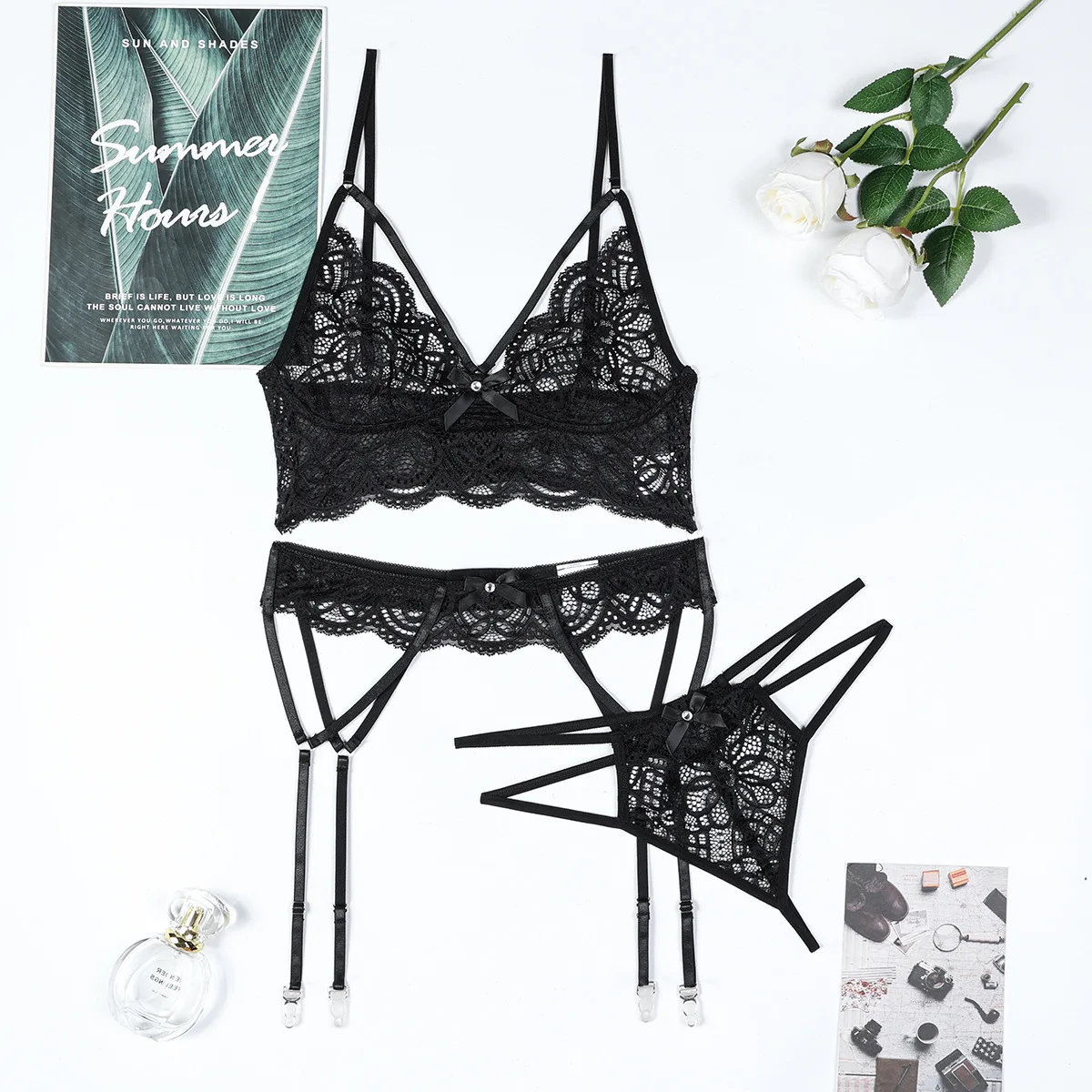 

Women Sexy Lace Exotic Set Thin See Through Lingerie Bra Set Elegant Ladies Micro Bikini Underwear Exotic Apparel