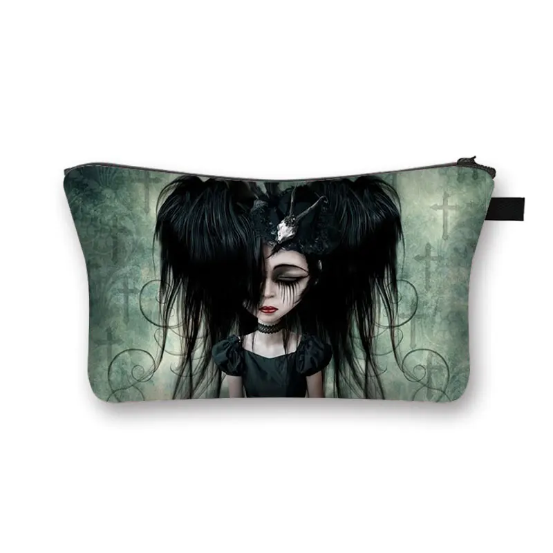 Gothic Skull Cosmetic Case Women Fashion Makeup Bag Girl Cosmetic Bag Large Toiletry Bag Zipper Pouch Travel Organizer Bags