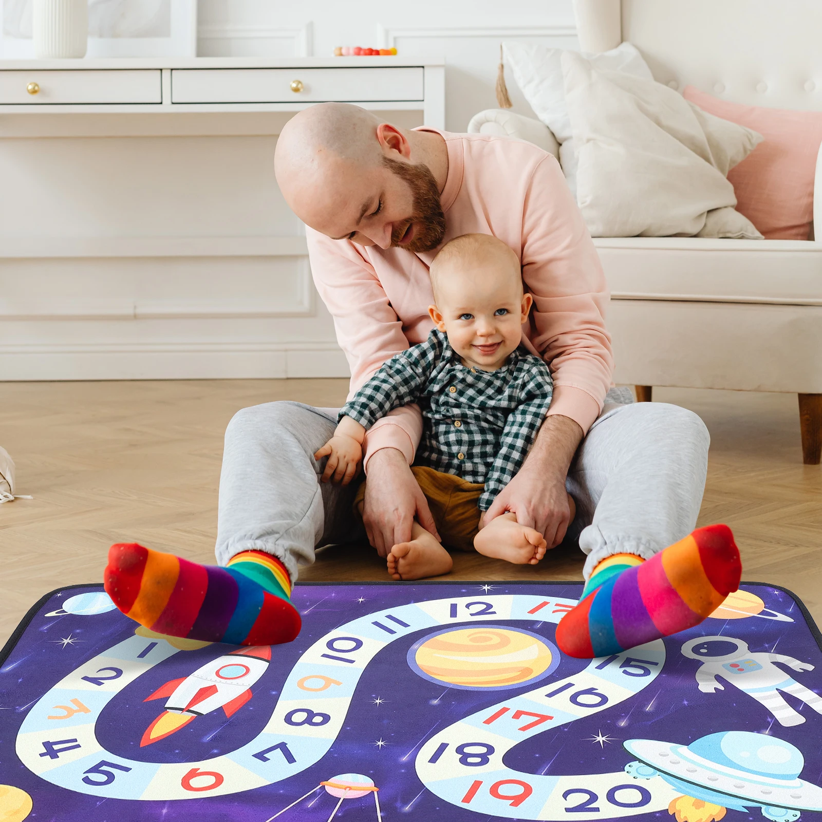 

Cartoon Crawling Pad Crystal Velvet Kids Play Rug Smooth Touch Anti Scratch Educational Carpet Toddler Game Parent Child