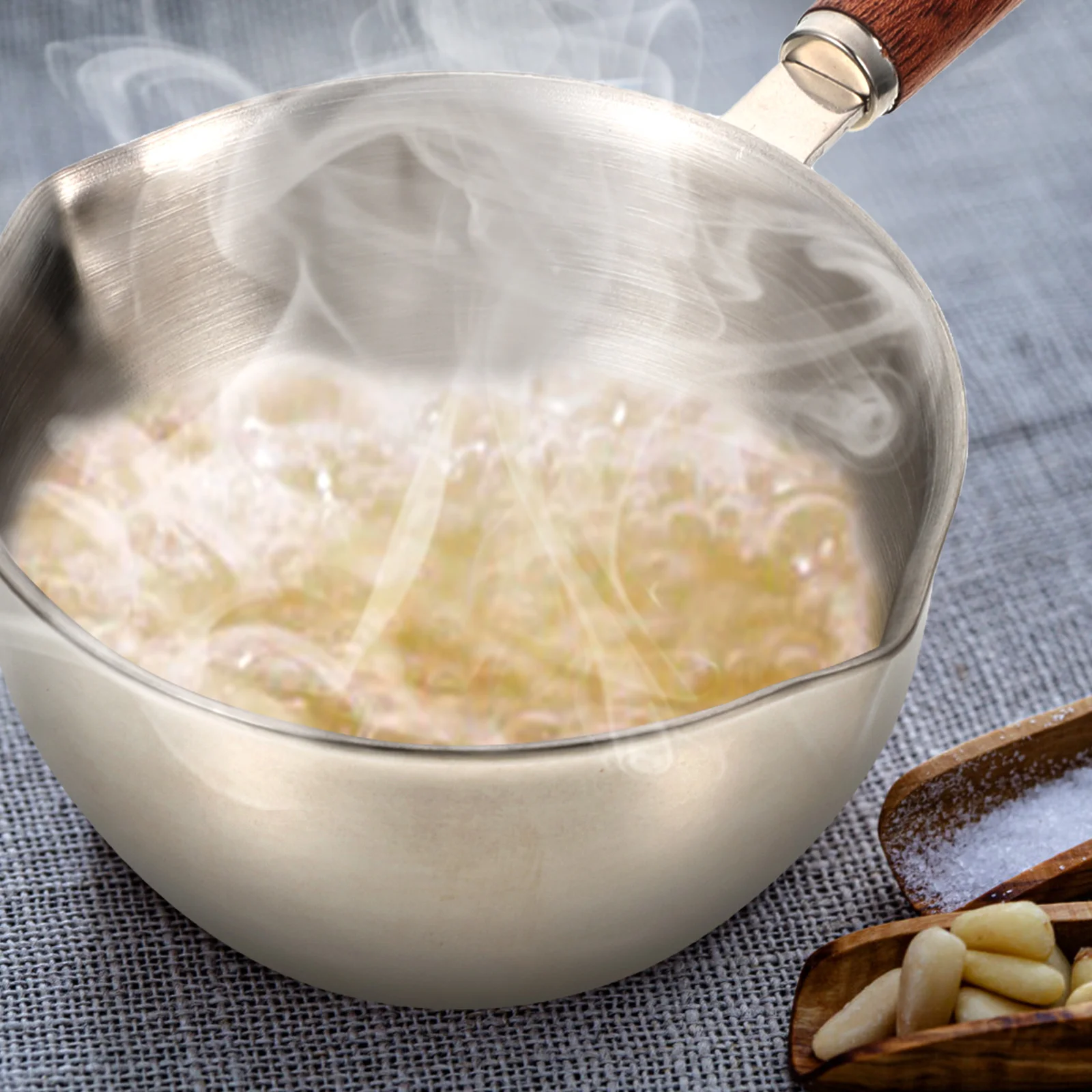 

Stainless Steel Oil Pot Compact Saucepan Reusable Heat Resistant Lightweight Easy Clean Multi-Functional Cheese Melting Milk