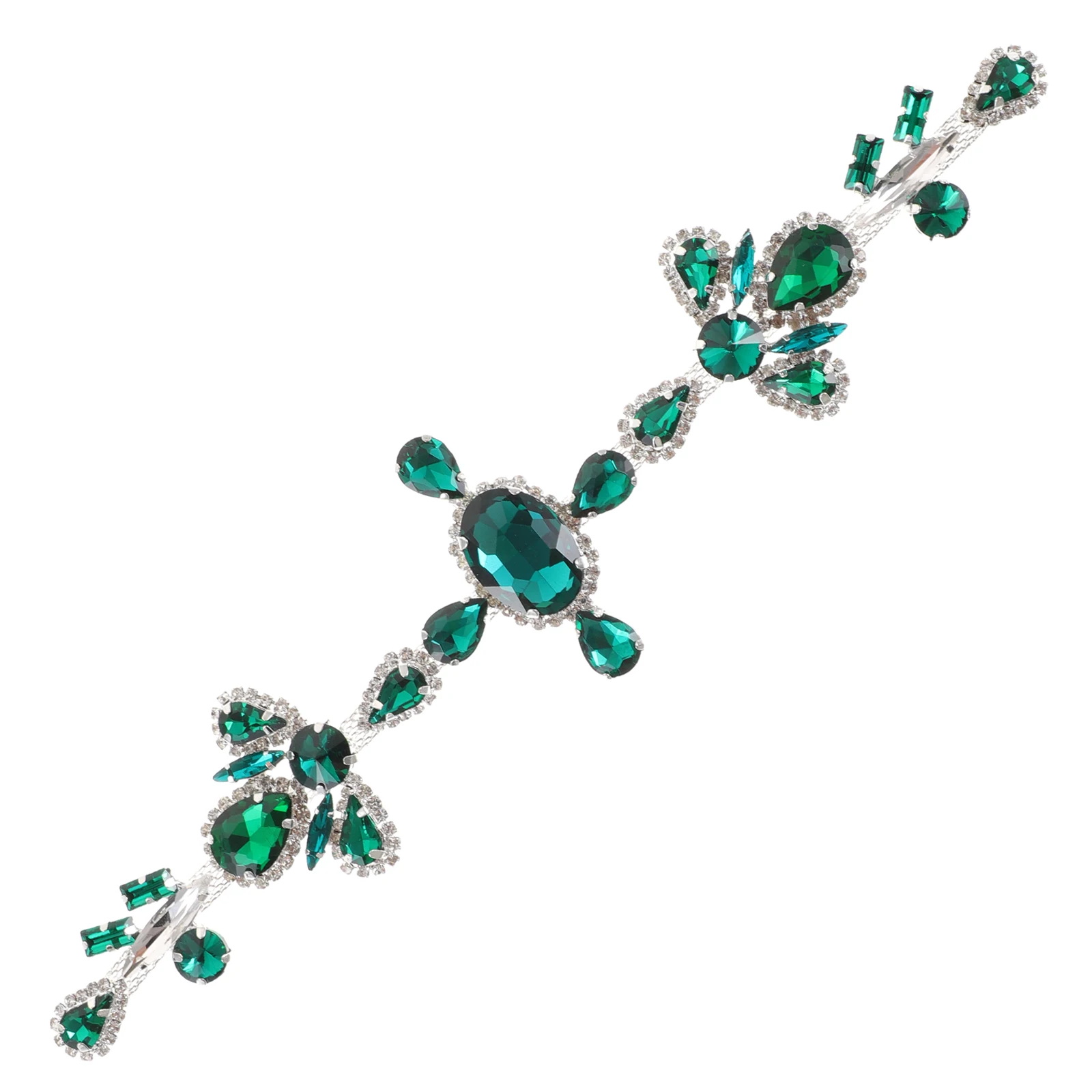 

Rhinestone Flower Chain Applique Patches Lightweight Crystal Decors Wear Resistant Sewing Glitter Patch DIY Supplies