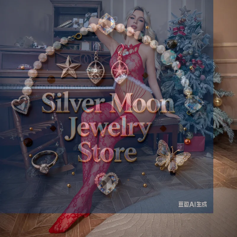 

Christmas Open Crotch Fishnet Bodystockings Women Sexy Lingerie Set Lace Outfits Bodysuit