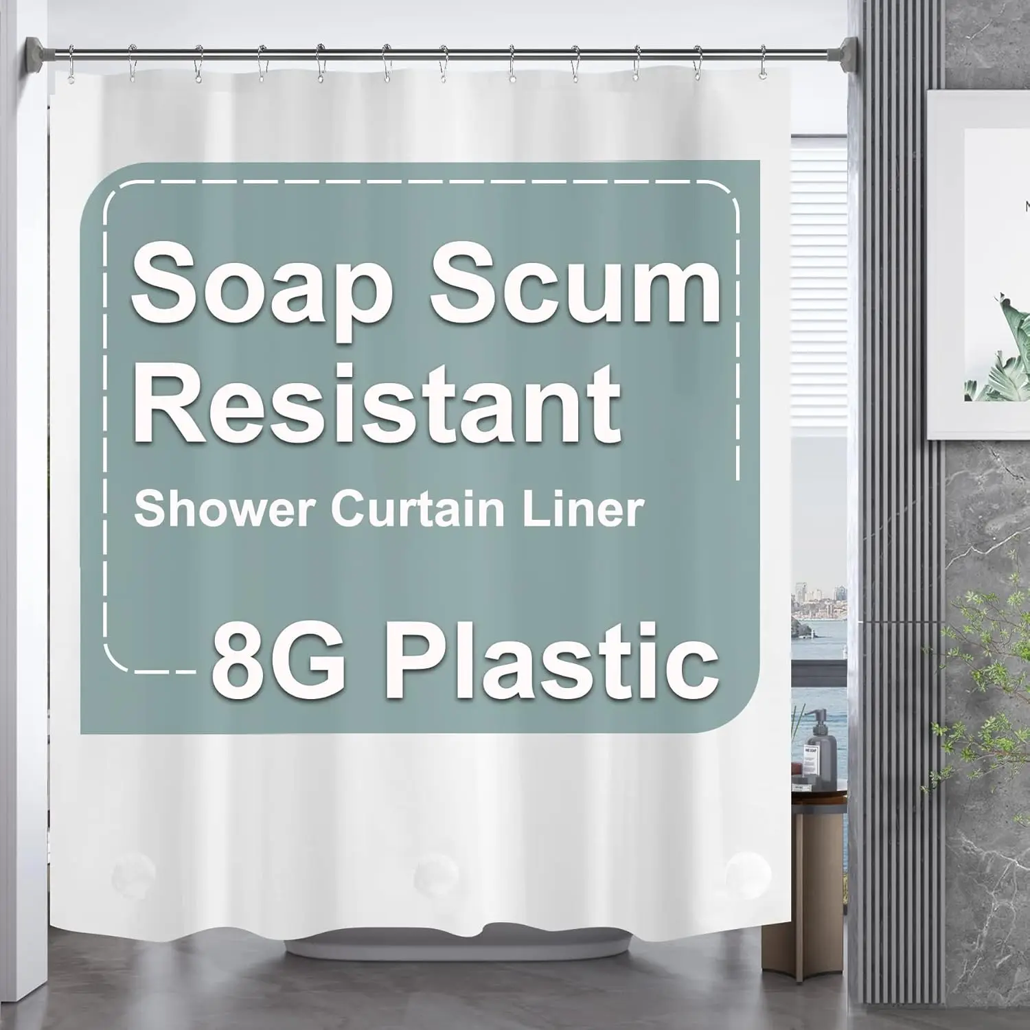 

Пластиковая занавеска для душа, сверхпрочная белая занавеска для душа PEVA 72x65 дюймов, водонепроницаемая тяжелая толстая занавеска для ванной комнаты с