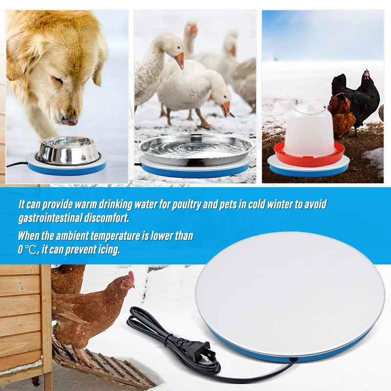 19/25cm Pigeon Drinker Heating Plate Winter Chicken Quail Poultry Drinking Water Constant Temperature Base Insulation