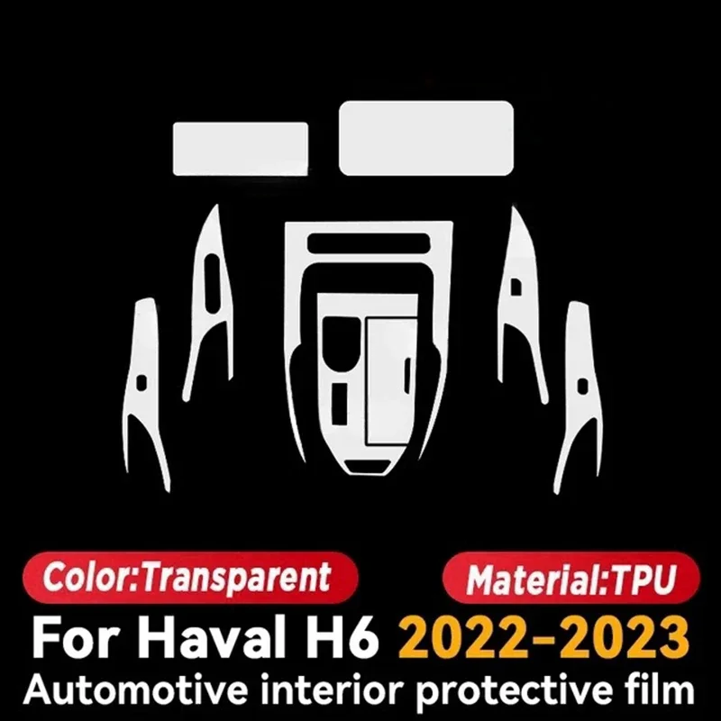 Para haval h6 3th 2021-2023 pilar central da porta do carro console central mídia painel de navegação tpu película protetora anti-risco