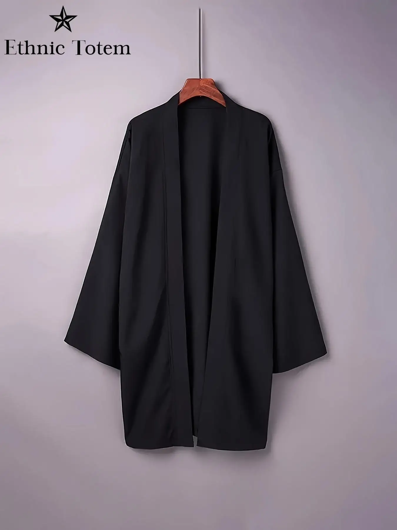 Men's Solid Color Long Sleeve Cardigan Long Kimono Shirt Asian Traditional Wear Yukata Haori leisure Jacket Coat Japanese Kimono
