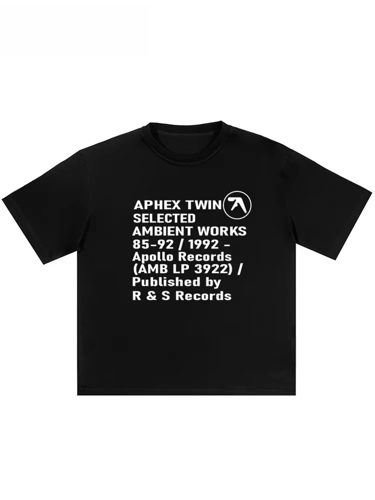 Men T-Shirt Aphex Twin Graphic Print Korean Fashion Short Sleeve Tops Tees Y2k Streetwear Aesthetic Harajuku Clothing