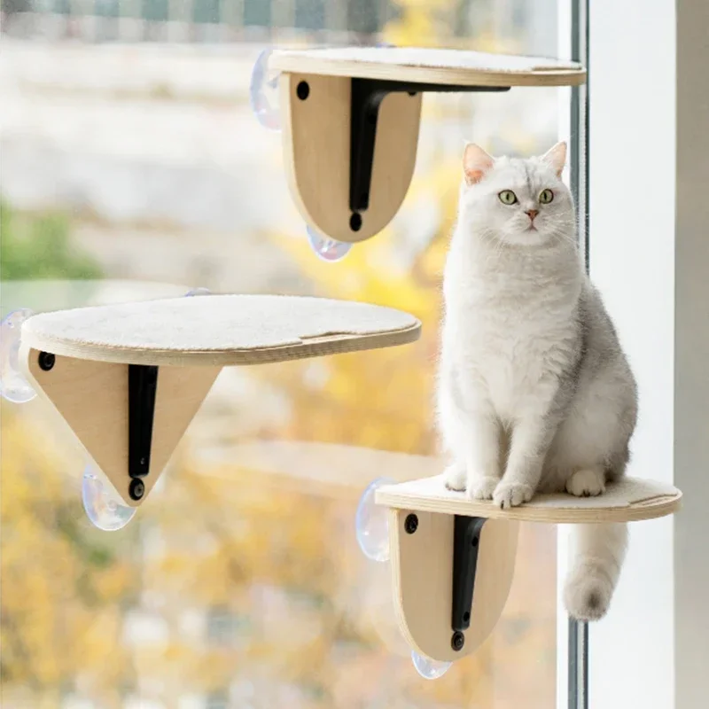 Small Cat Climbing Frame with Suction Cups Cats Window Hammock Tower Scratching Post Accessories Wall Climbing Set Toy for Cats