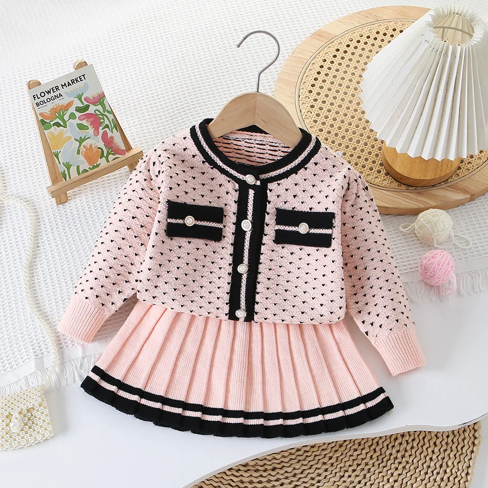 Fashionable Fall Winter Sweater kids' sets and outfits 2PCS SETS for Little Sweet Girls Knit Play Set