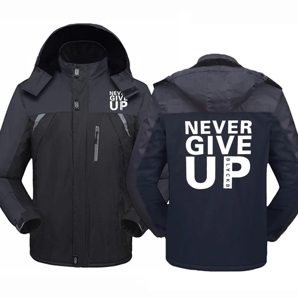 

Never Give Up 2024 Autumn Winter New Thicken Windbreaker Outerwear Men Outdoor Cold-Proof Warm Comfortable Hooded Jacket