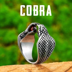 Cobra Snake Animal Men Open Rings Stainless Steel Women Jewelry Punk Rock Vintage Cool Stuff Fashion Accessories Gift Wholesale