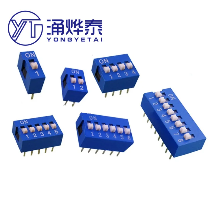 YYT 2.54mm Blue DIP Switch DS-01 DS-02 DS-03 DS-04 DS-05 DS-06 DS-08 DIP switch coding switch 1P 2P 3P 4P 5P 6P 8P 2.54MM pitch