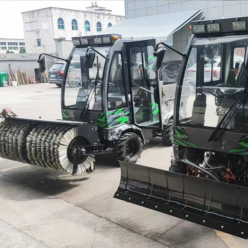 Snow Sweeper Self Propelled Hand Push 196cc  Engine 800mm Working Width Nylon Brush 3 Replaceable Attachments for Snow Clearing