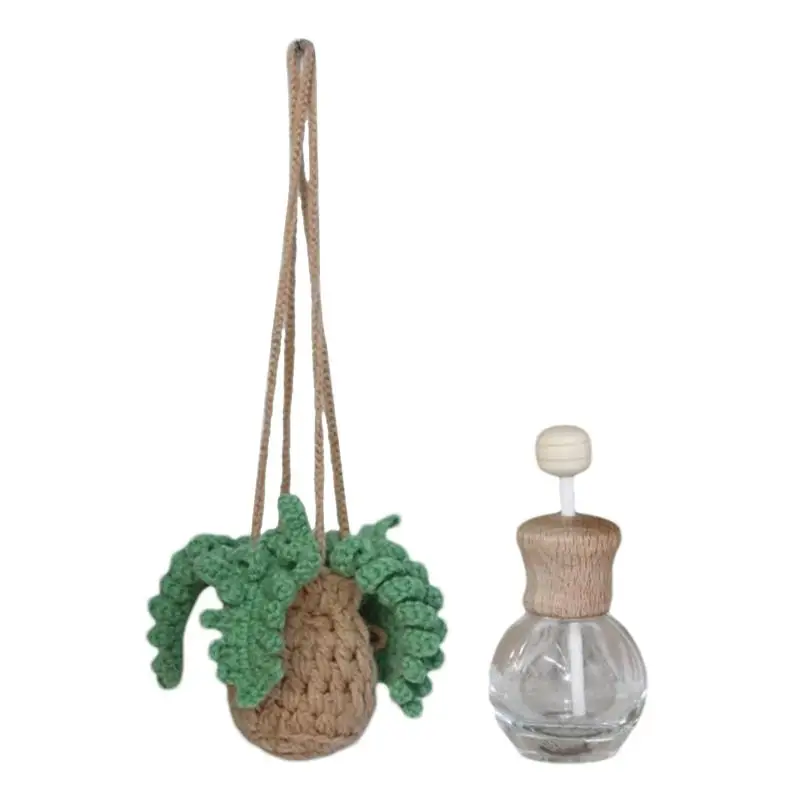 Crochet Plant Air Freshener For Car Crochet Plant Air Freshener Long Lasting Hang Decoration Refillable Bottle With Potted