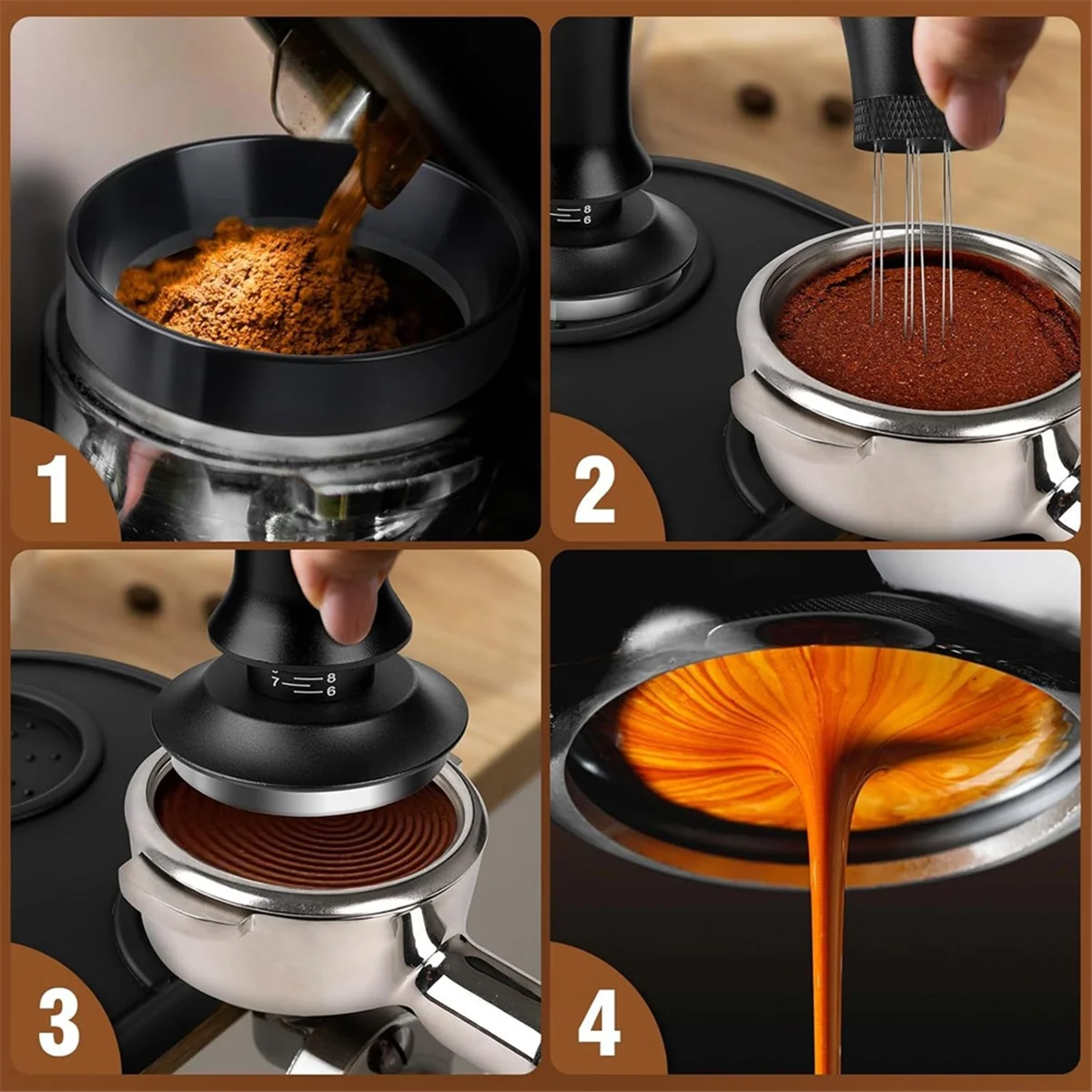 A20M 10 قطعة ملحقات الإسبريسو مجموعة سدادة قهوة اسبريسو مع أداة إسبرسو WDT أداة تقليب القهوة مزبد الملعب 51 مللي متر